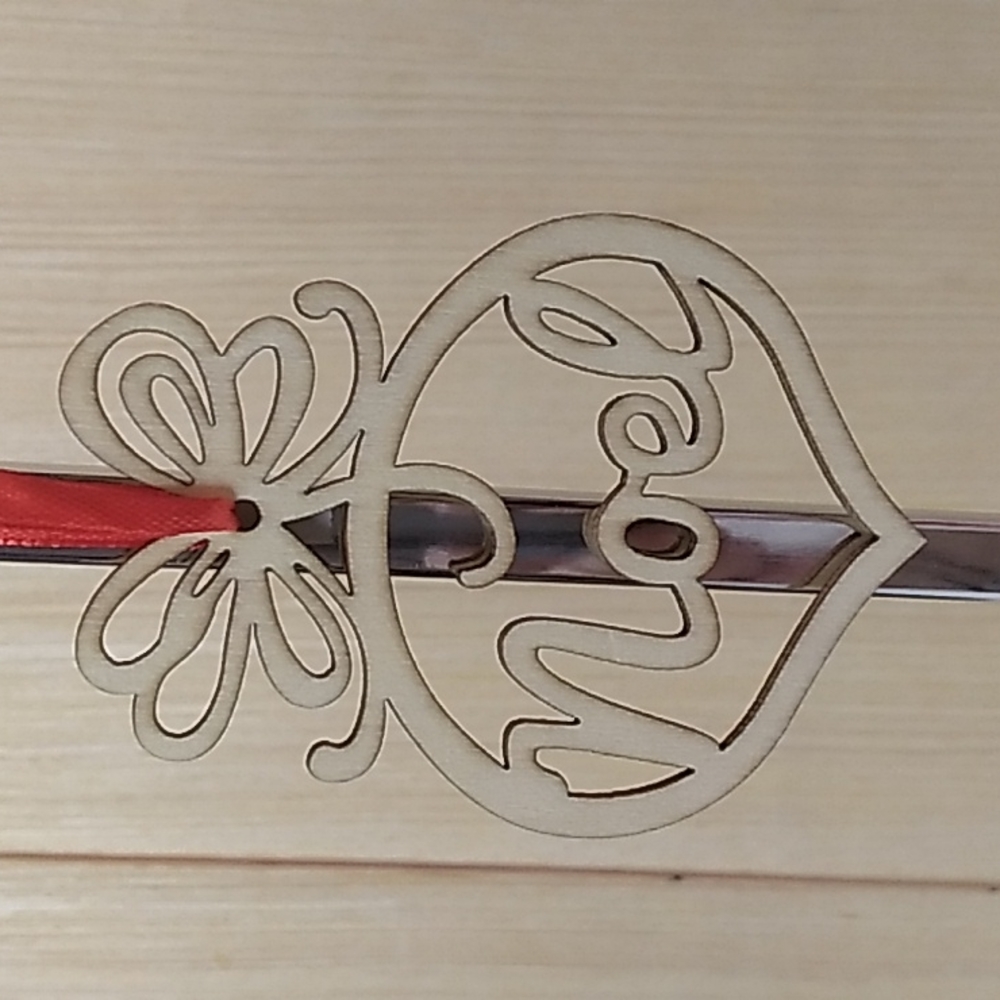 Noel Bememo Wooden Christmas Ornament 3.82 x 2.83 x 0.12 inches w Red ribbon